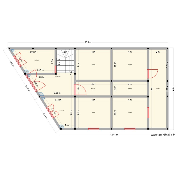 maison lassaad. Plan de 10 pièces et 124 m2