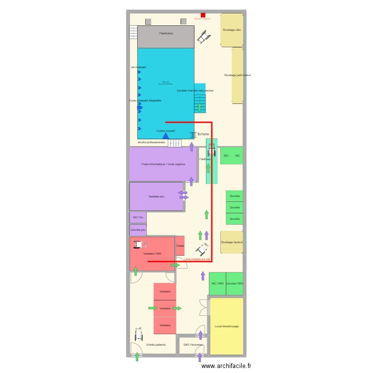 Piscine . Plan de 7 pièces et 291 m2