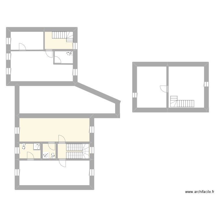 RF_étage. Plan de 8 pièces et 111 m2