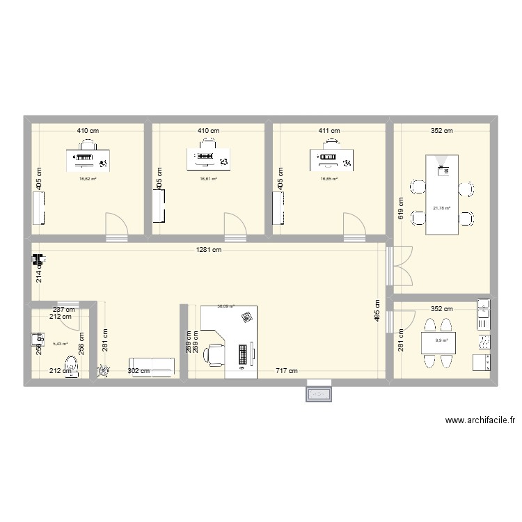 Projet créa. Plan de 7 pièces et 143 m2