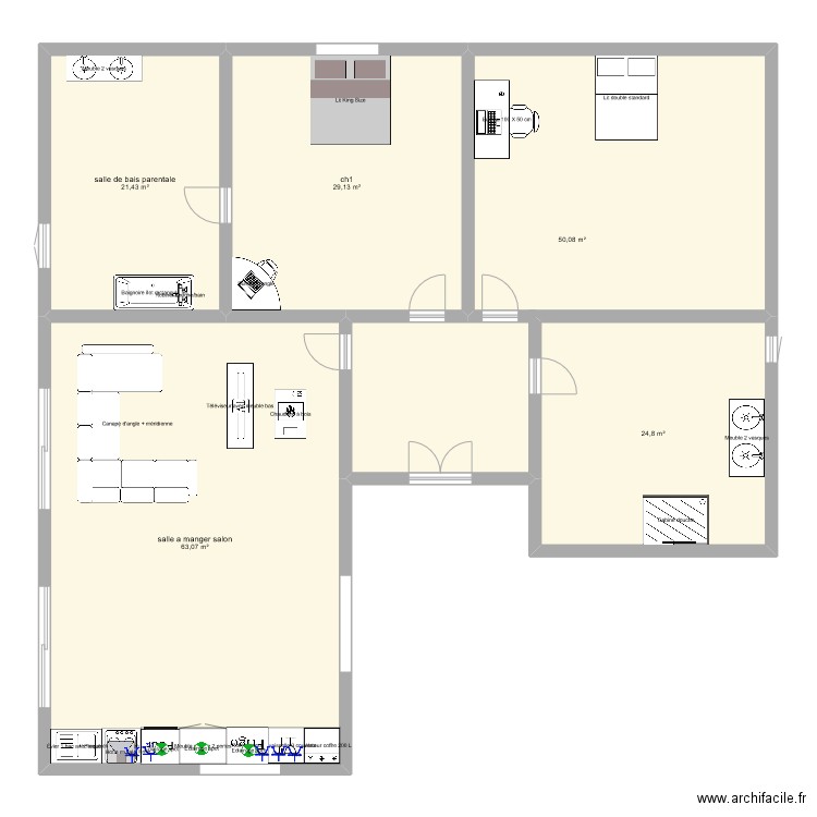 t3 mayron. Plan de 5 pièces et 189 m2