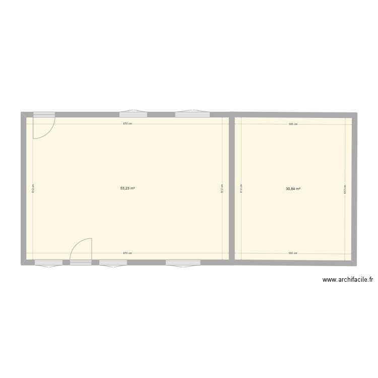 plan vierge maison derrière . Plan de 2 pièces et 84 m2