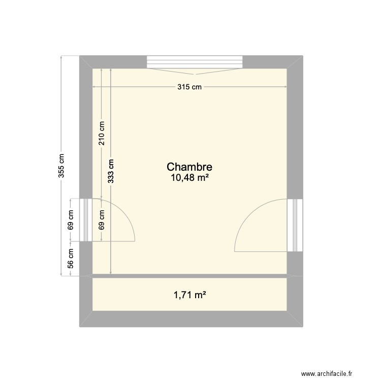 Pornic. Plan de 2 pièces et 12 m2