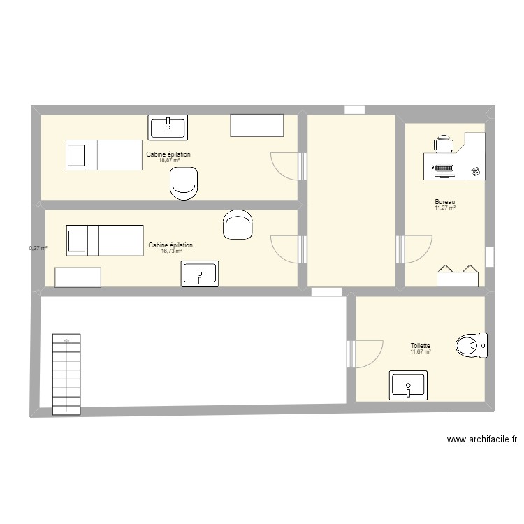 Institut etage. Plan de 6 pièces et 72 m2