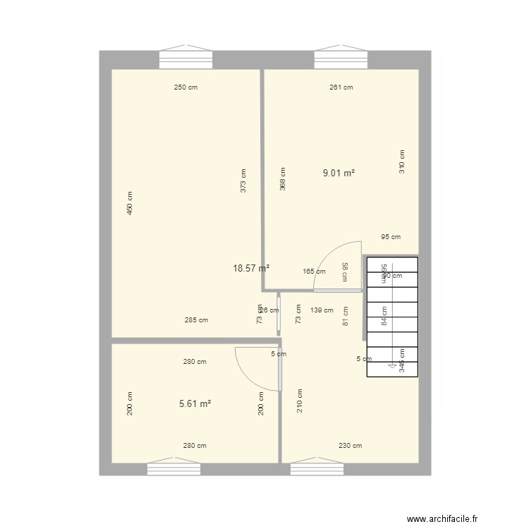 Mélanie étage 2. Plan de 3 pièces et 33 m2