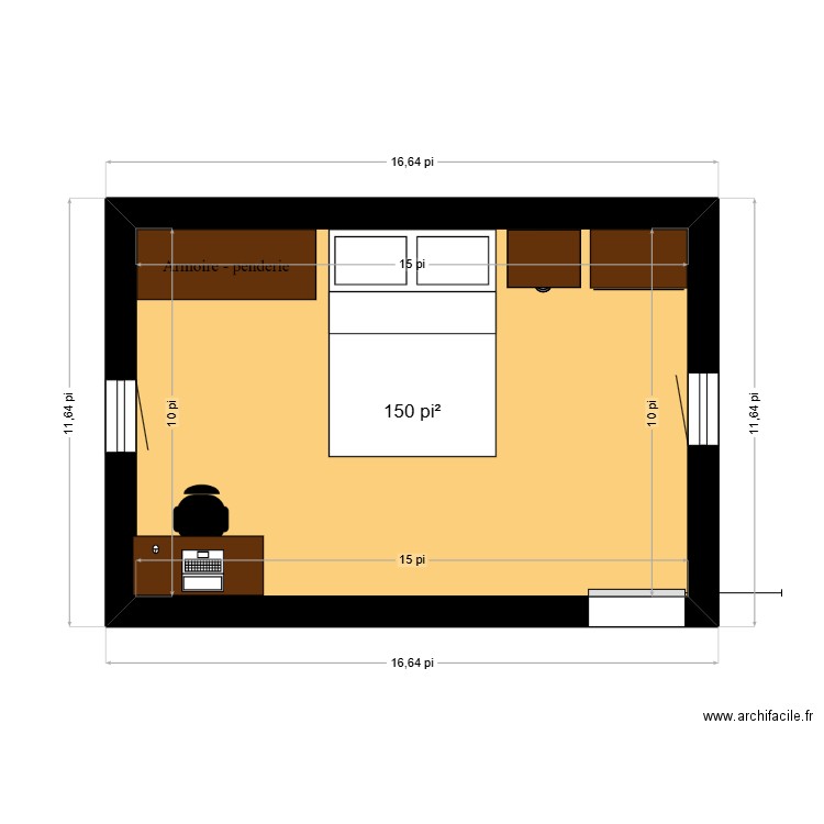 Évaluation Archifacile Nathaniël Thibodeau. Plan de 1 pièce et 14 m2