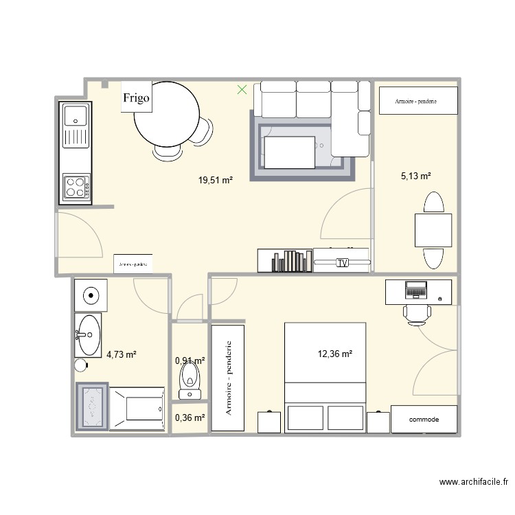 constance et max. Plan de 6 pièces et 43 m2