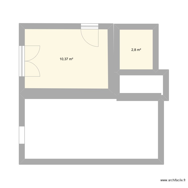 Appartement initial . Plan de 2 pièces et 13 m2