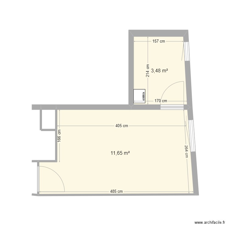 LEMITI. Plan de 2 pièces et 15 m2