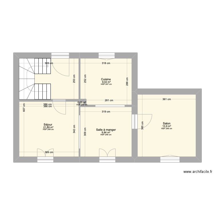 Maison Paul-Charmillot 20 . Plan de 5 pièces et 55 m2