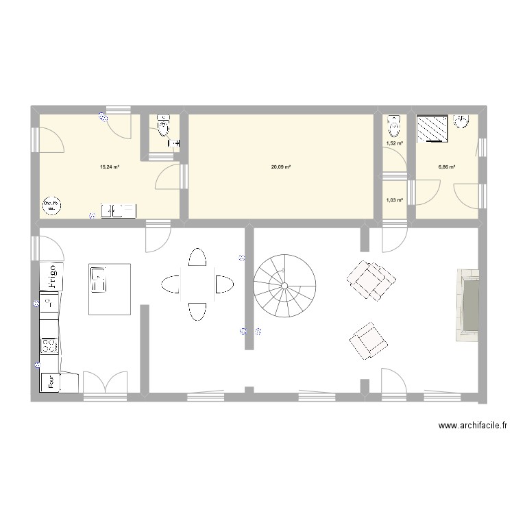 MAISON BAS. Plan de 5 pièces et 45 m2