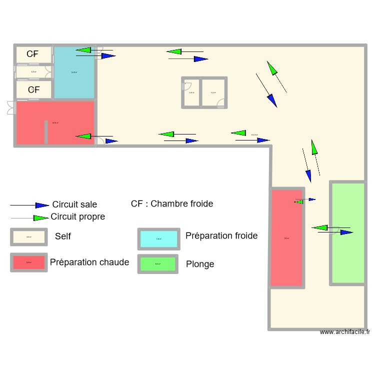 cuisine. Plan de 14 pièces et 623 m2