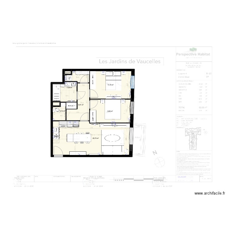 APPART THOMAS 5. Plan de 7 pièces et 63 m2