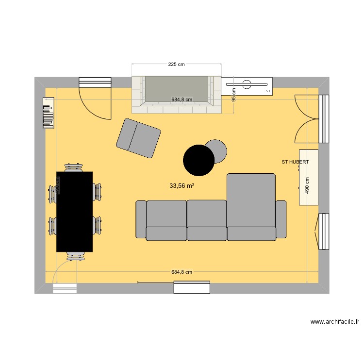 SALON FRANCIS ter. Plan de 1 pièce et 34 m2