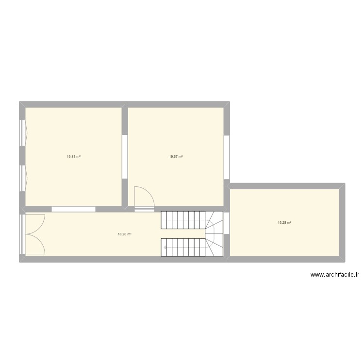 Maison Maman RDC. Plan de 4 pièces et 73 m2