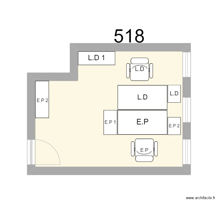 Bureau R 518 L.DUVIVIER - E.PELLUCHON. Plan de 1 pièce et 16 m2