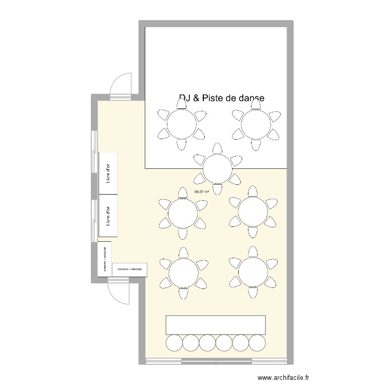 Plan de table mariage. Plan de 1 pièce et 99 m2