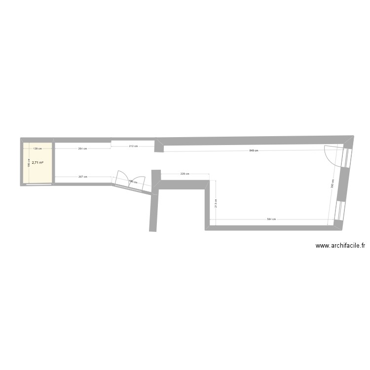 schuber. Plan de 1 pièce et 3 m2