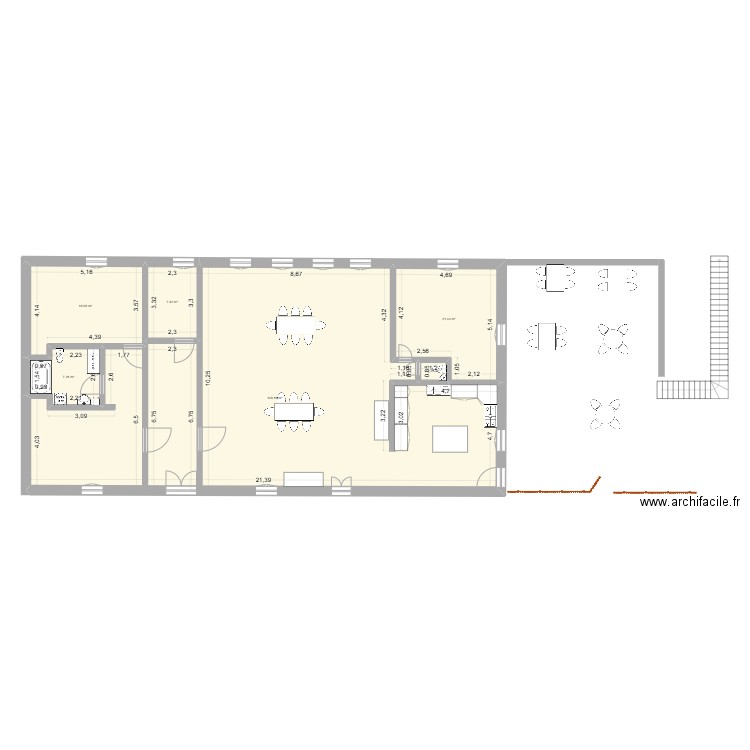 maison cazac. Plan de 6 pièces et 205 m2