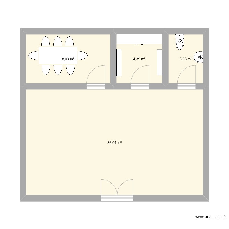 Plan boutique éphémère . Plan de 4 pièces et 52 m2