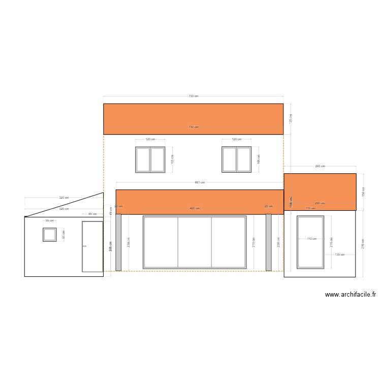 Façade Sud Projet. Plan de 0 pièce et 0 m2