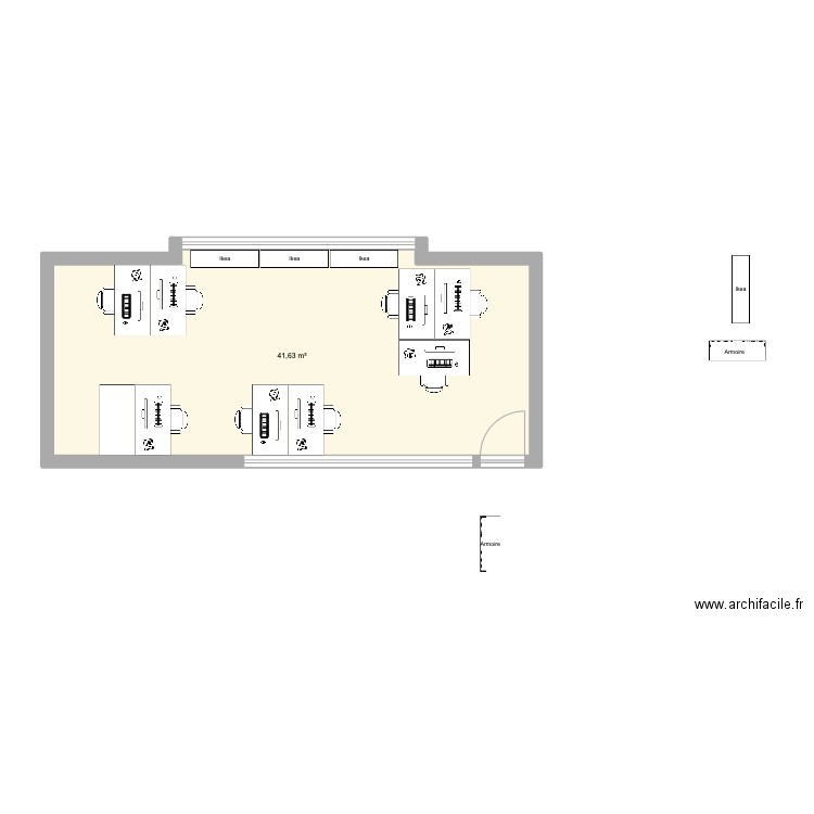 Espace techs V2. Plan de 1 pièce et 42 m2