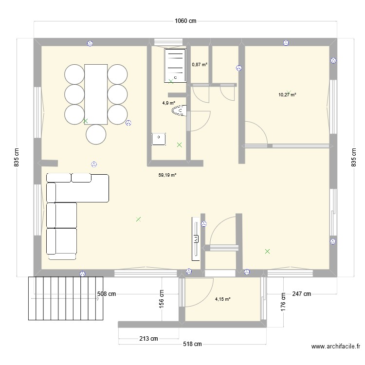 aménagement_R+1_Groslay. Plan de 5 pièces et 79 m2