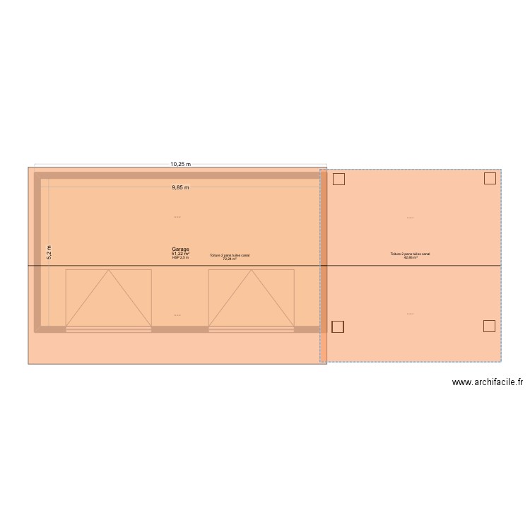 Carport Pierre et Alice. Plan de 1 pièce et 51 m2