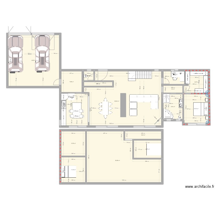 plan 1 avec etage. Plan de 15 pièces et 268 m2