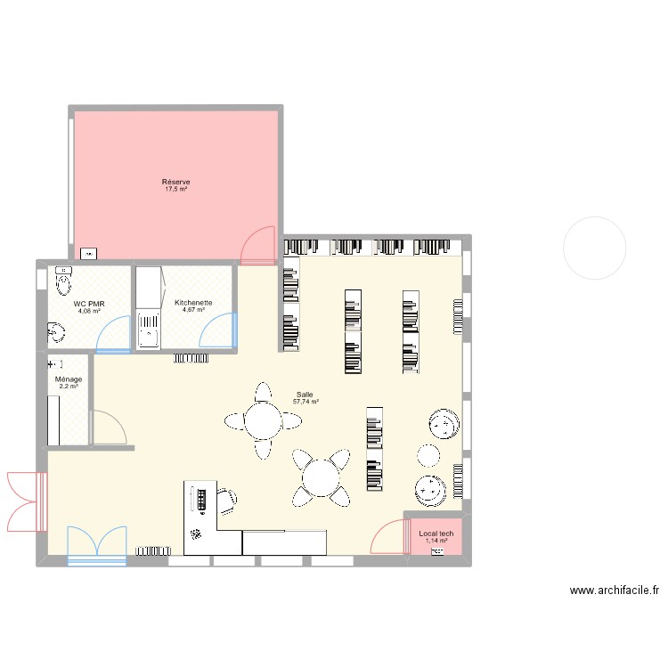 Médiathèque Plessala 2. Plan de 6 pièces et 87 m2