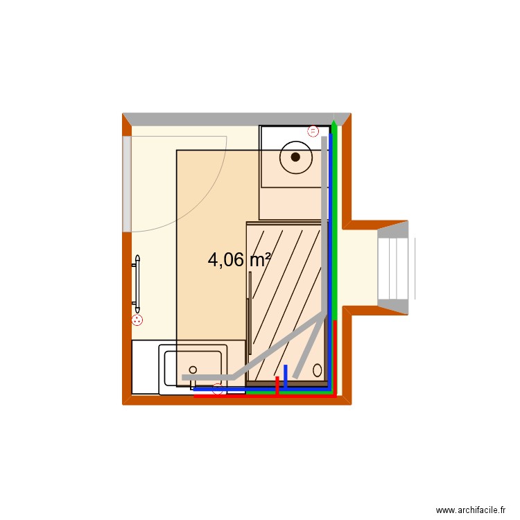 Salle de bain. Plan de 1 pièce et 4 m2