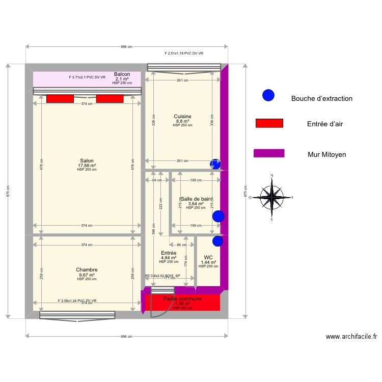 Collectif 1. Plan de 8 pièces et 50 m2