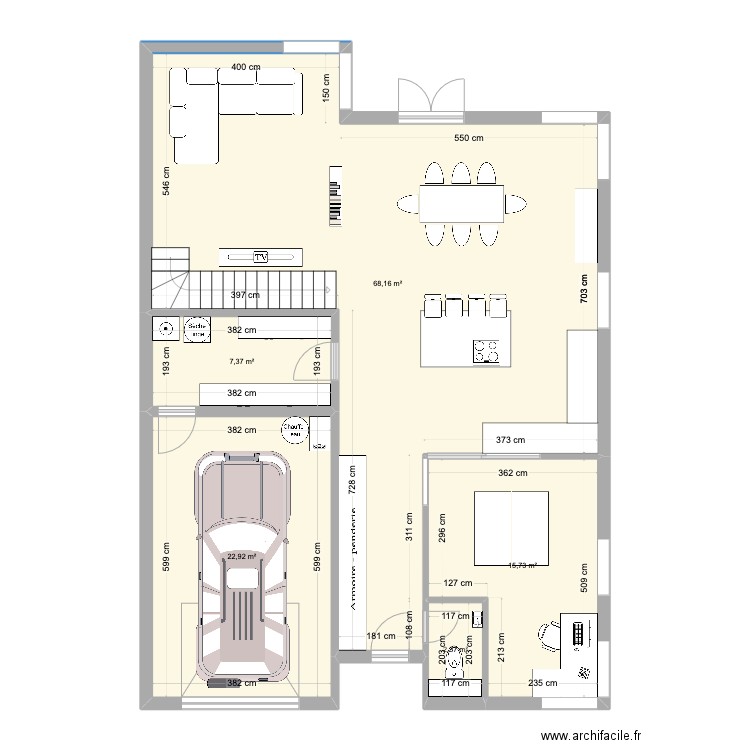 RDC1. Plan de 5 pièces et 117 m2