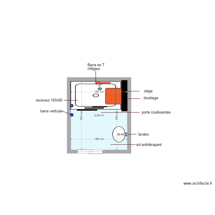 plan cialdella bgh. Plan de 1 pièce et 3 m2