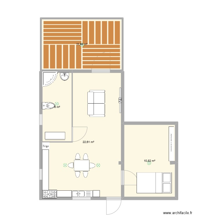 studio 1 . Plan de 4 pièces et 51 m2