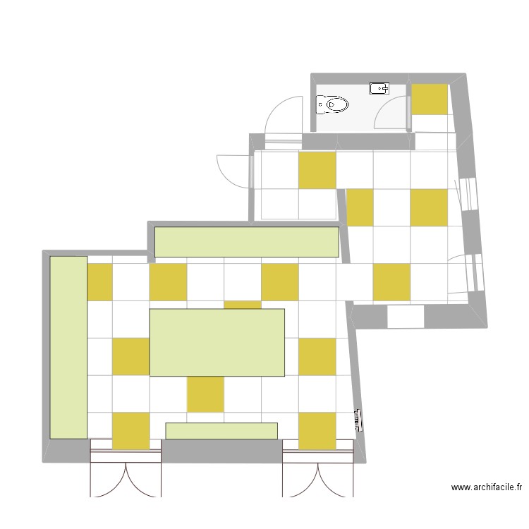 RdC Vie def carrelage. Plan de 5 pièces et 42 m2