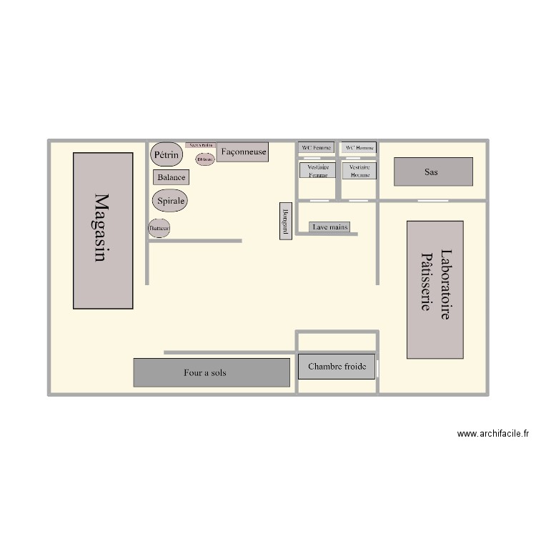 boulang. Plan de 7 pièces et 45 m2