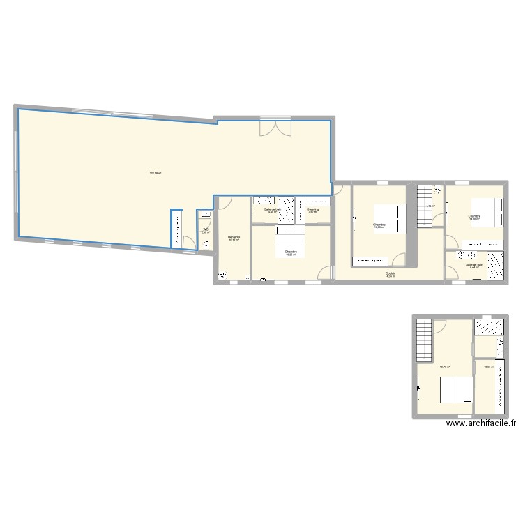 Langon. Plan de 13 pièces et 245 m2