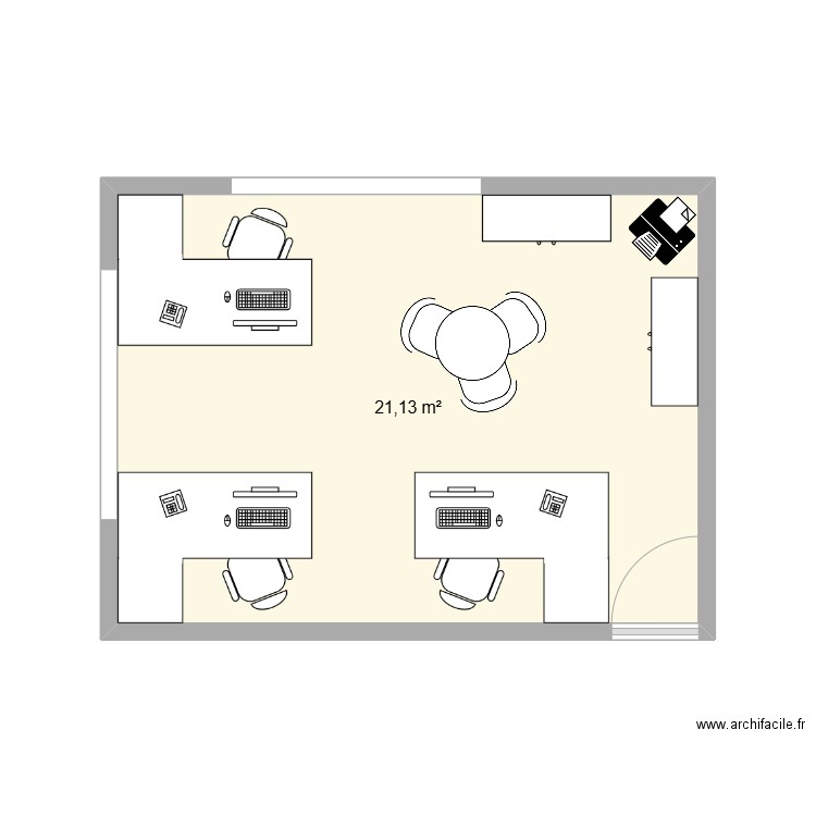 plan bureau Rodrigo. Plan de 1 pièce et 21 m2