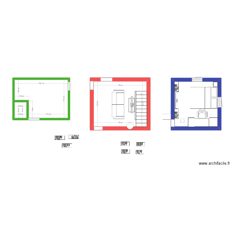 chambre hugues. Plan de 4 pièces et 35 m2