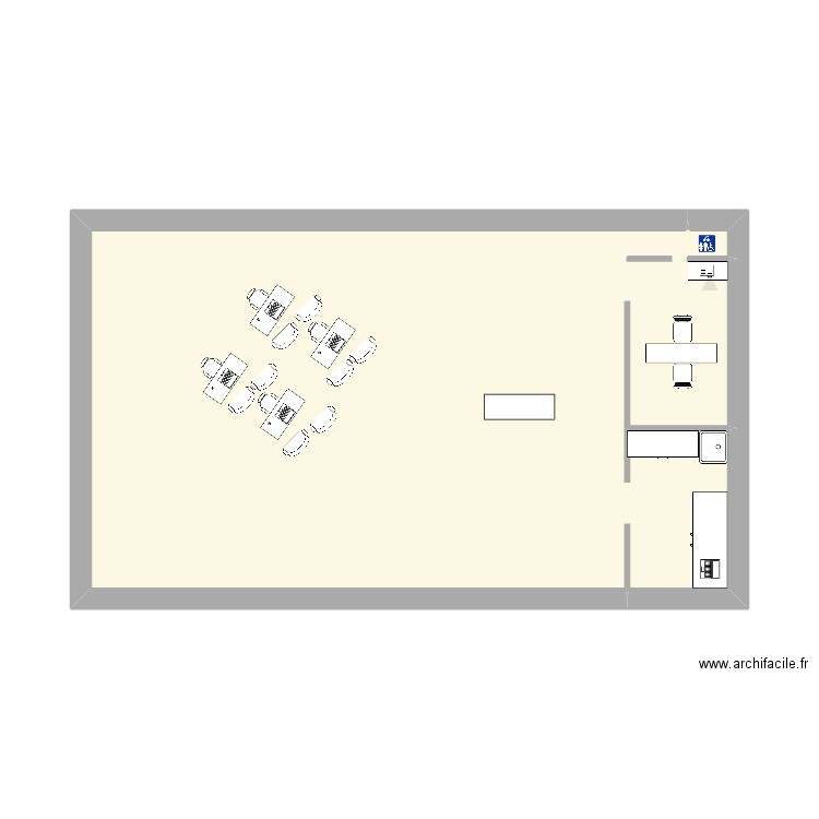 Magasin . Plan de 1 pièce et 35 m2