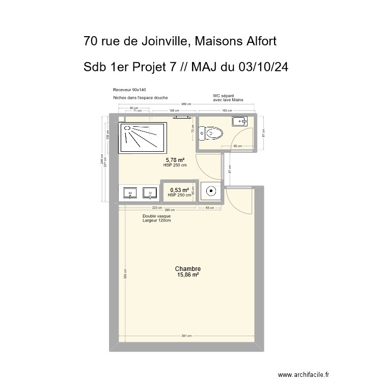 70 Joinville SDB Projet 7. Plan de 5 pièces et 24 m2