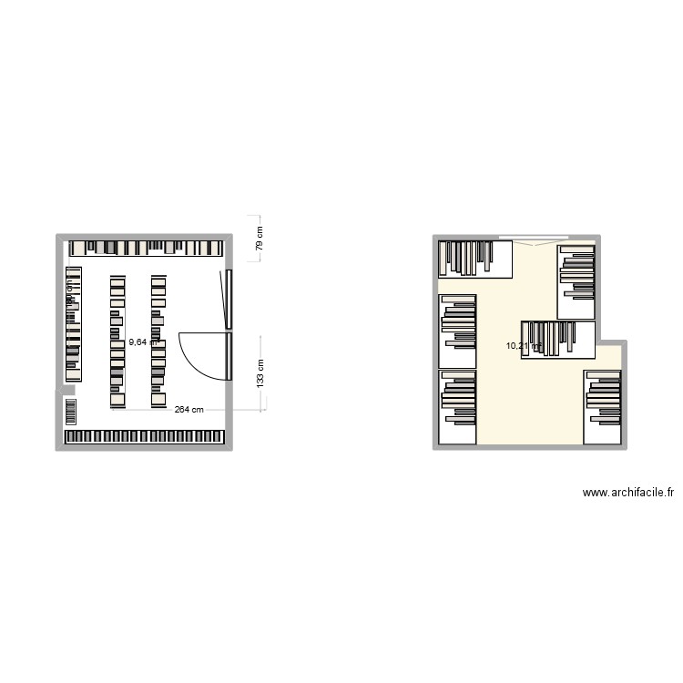 Plan Salle Archive. Plan de 2 pièces et 20 m2