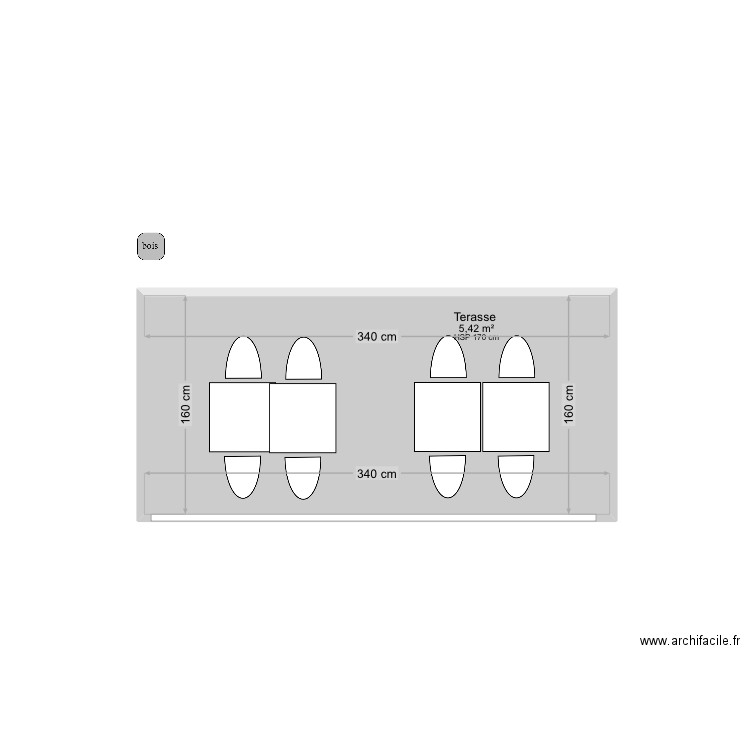 Terasse Estival . Plan de 1 pièce et 5 m2