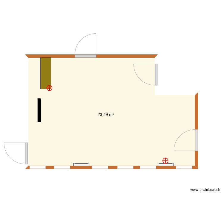 plan escap game. Plan de 1 pièce et 23 m2