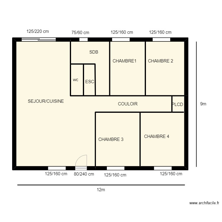 plan berry. Plan de 4 pièces et 101 m2