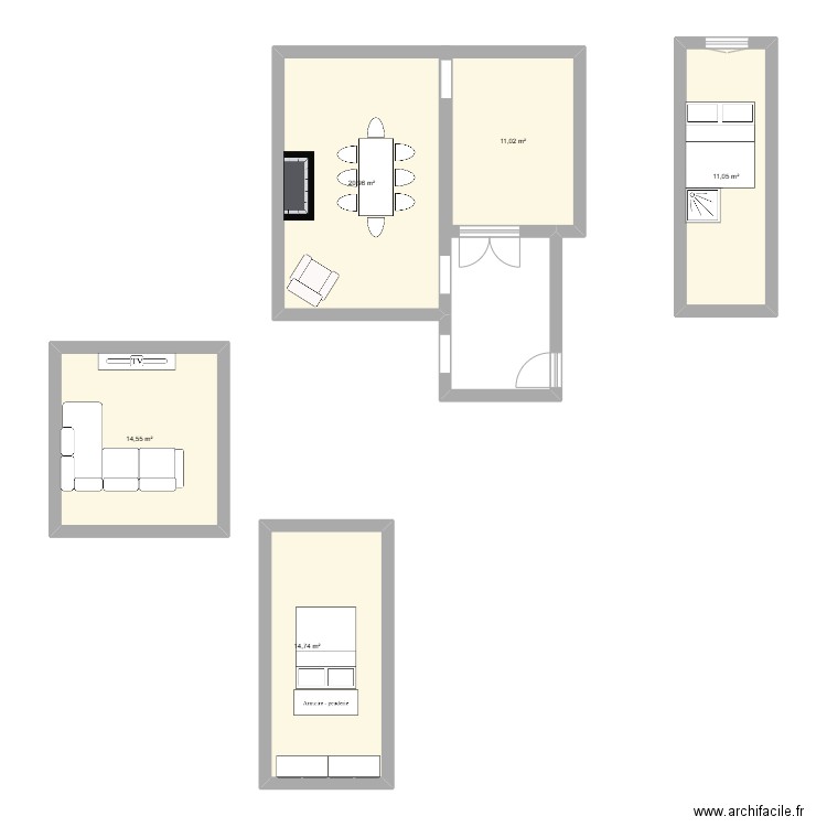 Maison. Plan de 5 pièces et 72 m2