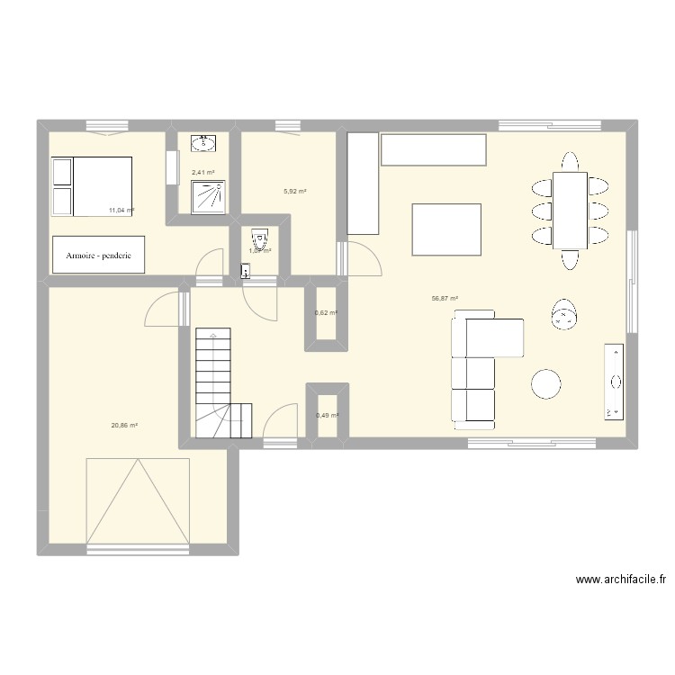 MAISON3. Plan de 8 pièces et 99 m2