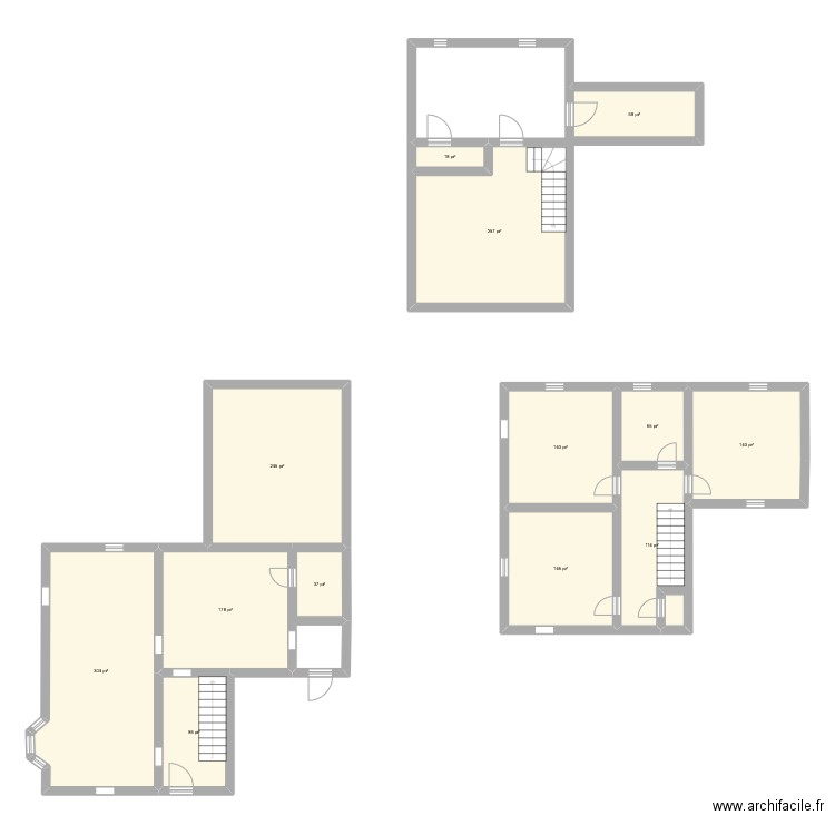 Maison. Plan de 13 pièces et 166 m2