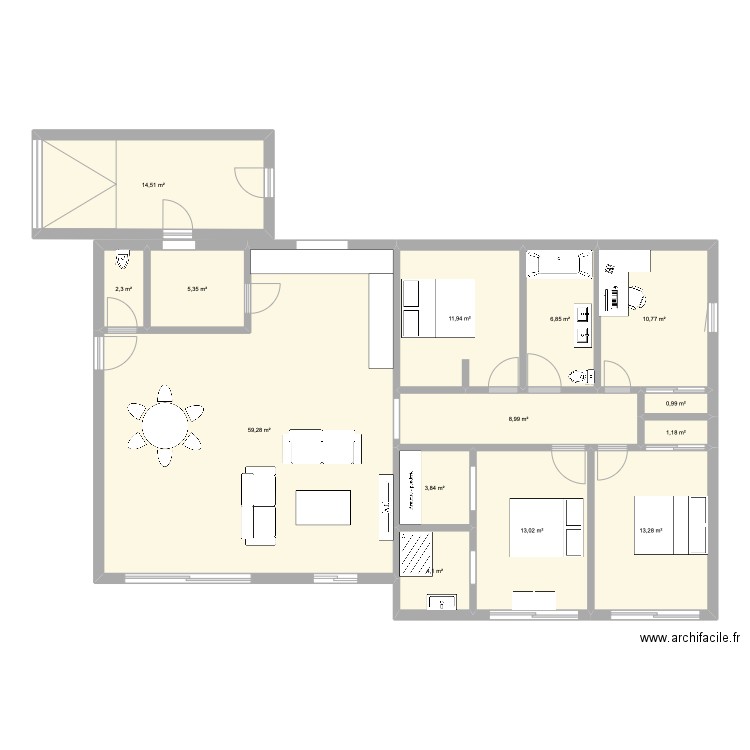 Villa Speos_01. Plan de 14 pièces et 156 m2